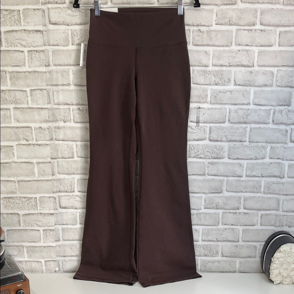 Aritzia Brown High-Waisted Flare Leggings